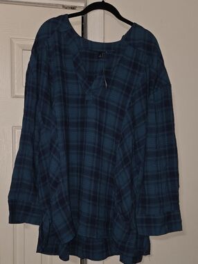 torrid Blue Plaid Tunic Top